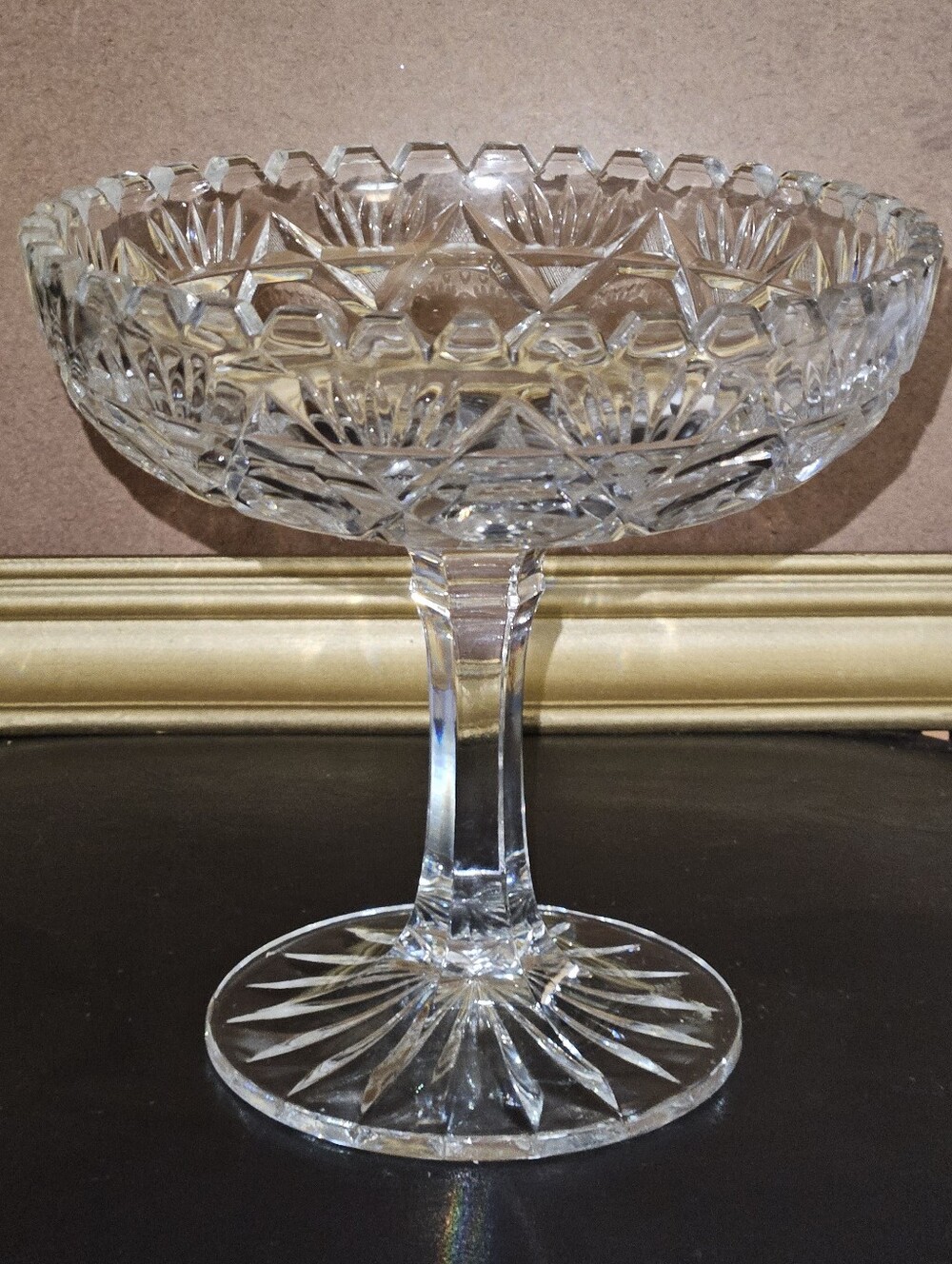 Vintage Handcut Crystal Compote Pedestal Bowl - Clear